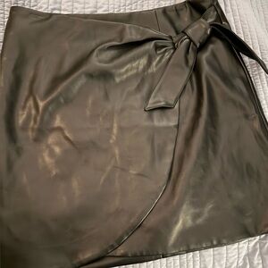LOFT Black Faux Leather Pencil Skirt